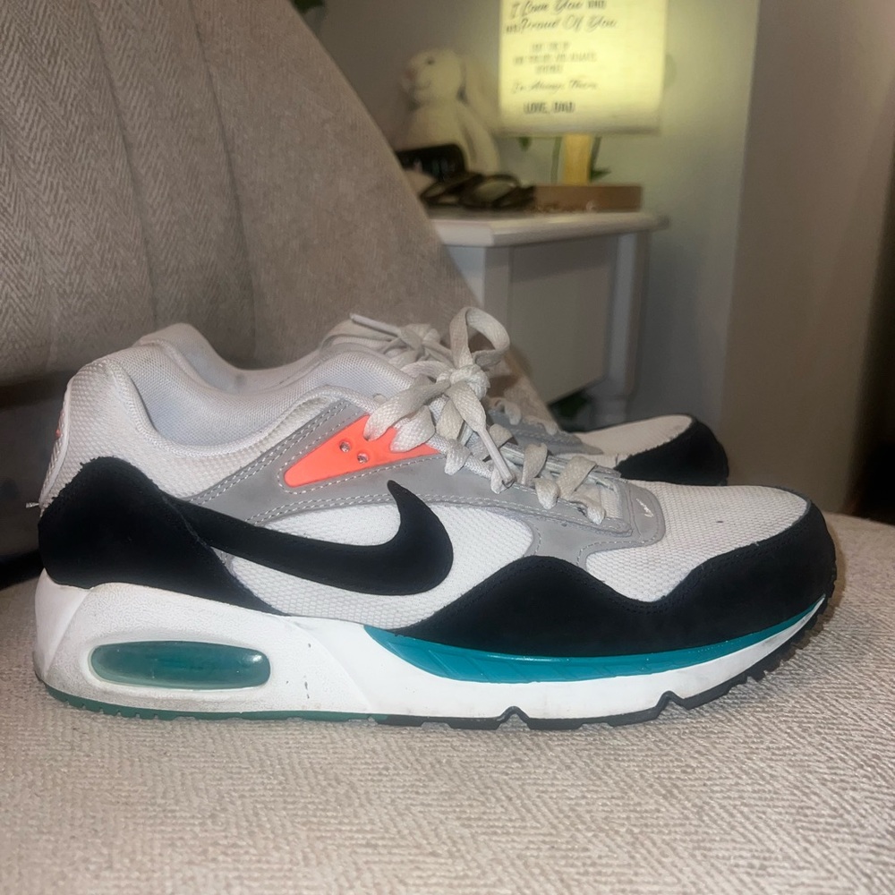 Nike Air Max White and Black with Teal and Orange Accents